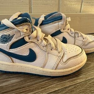 Jordan Kids White and Teal High-Top Sneakers